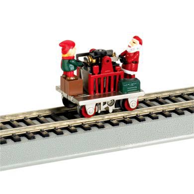 Дрезина со сказочными персонажами - Дед Мороз и его помощник отправляются в свой путь, с ручным приводом (на модели установлен электромотор)