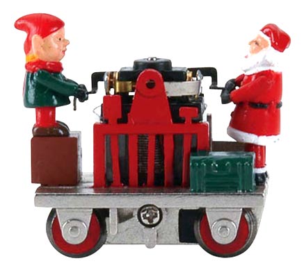 Дрезина со сказочными персонажами - Дед Мороз и его помощник отправляются в свой путь, с ручным приводом (на модели установлен электромотор)