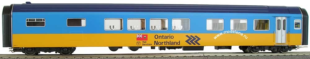 Вагон с пассажирским салоном и рестораном дизель-поезда «ONR Northlander» 4-вагонного